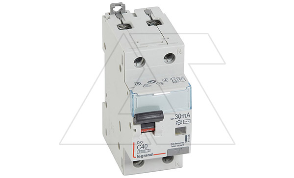 Дифф. авт. выключатель Legrand DX3, электромеханический, 1P+N, 40A, хар-ка C, 6kA, 30mA, тип AC, 2M (стикерованный)