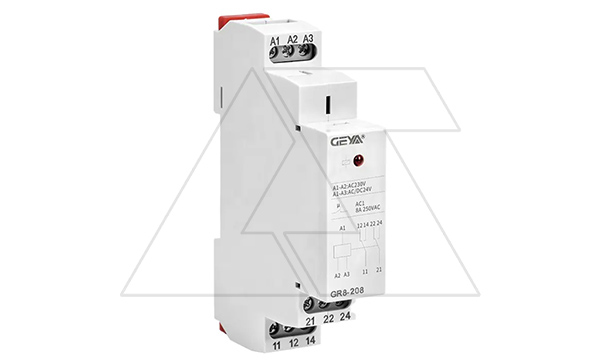 Реле промежуточное модульное GR8-208-230, 2CO, 8A(250VAC/24VDC), 230VAC/24VAC/DC, LED, 1M
