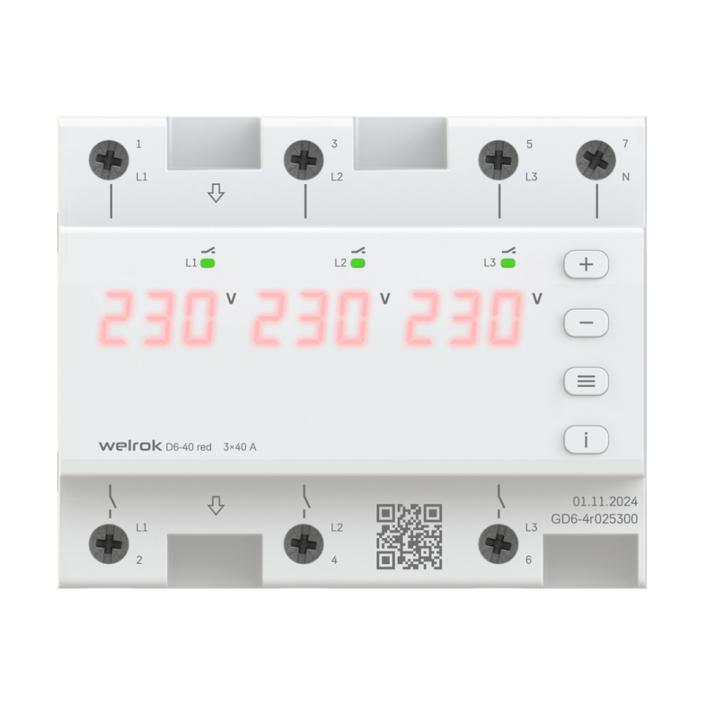 Реле напряжения Welrok D6-40 red