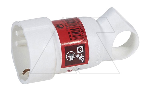 Розетка с ушком 16А 2Р+Е нем. стд., винтовой зажим, пластик, белый (стикерованный)