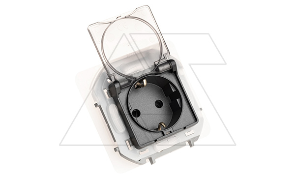 Inspiria - Розетка 2P+E нем. стд. с крышкой, со шторками IP44 (антрацит)