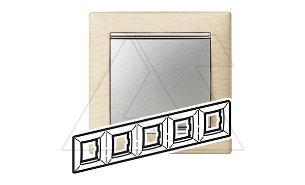 Valena - Рамка 5 постов верт/гориз, светлое дерево/серебро