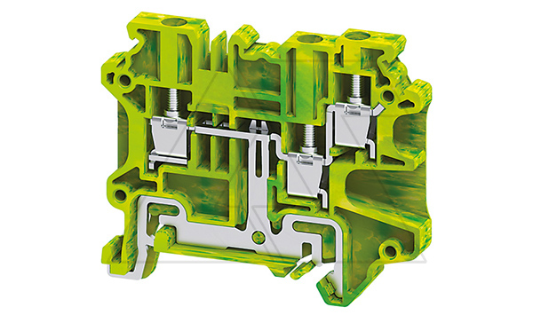 Клемма защитного проводника CYG4/3 /6x58,8mm, винтовая, 3 присоед., 4(max 6)mm2, желто-зеленая