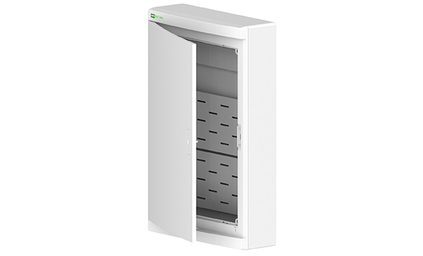 Щит навесной ELEGANT мультимед, патч-панель, 1xSCHUKO, 2xМП, белая пласт. дверь, белый RAL9003, 310x475x104 mm, IP40