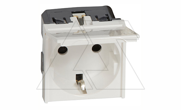 Mosaic - Розетка 2P+E, 2М, с крышкой, антибактериальная, защ. шторки, пруж. зажимы, белый