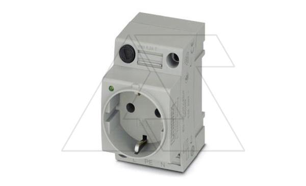 Розетка EO-CF/UT/LED/F с предохранилелем и индикатором, винтовые зажимы, монтаж DIN-рейка / прямой, 16A, 250VAC, серая