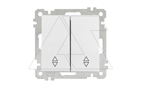 21 - Переключатель на два направления двухклавишный, пруж. зажимы, белый