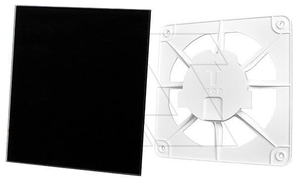 Решетка вентиляционная с панелью декоративной универсальной dRim, стекло, черный глянец