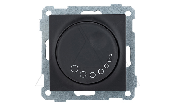 21 - Светорегулятор (RL) с подсветкой, поворотный, 600 Вт, черный мат