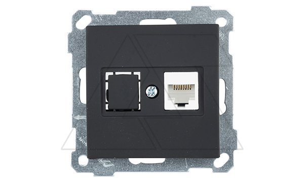 21 - Розетка 1хRJ-45 кат. 5e UTP, черный мат