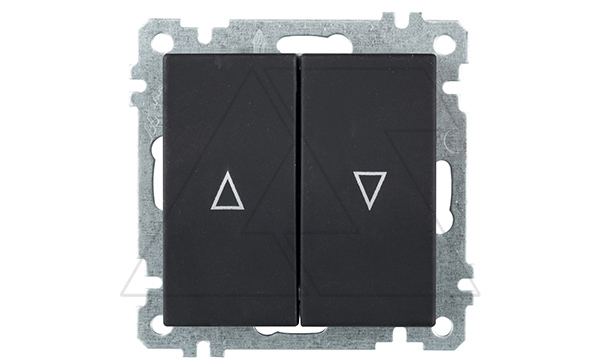 21 - Выключатель для управления рольставнями, пруж. зажимы, черный мат