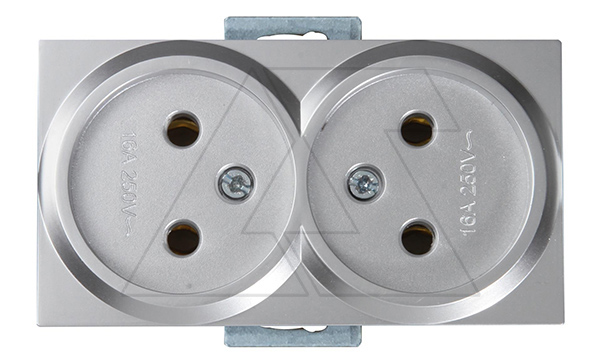 Rita - Розетка двойная 2x2P, нерж. сталь