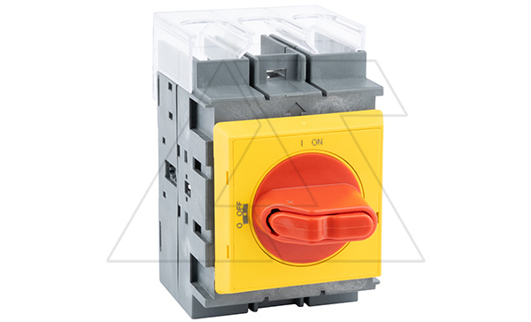 Выкл. нагрузки OT125FT3HY7ST4, 125A 3P монтаж на дверь с желто-красной блок. рукояткой на 3 замка OHYS2RJ IP65 и крышкой OTS125T3