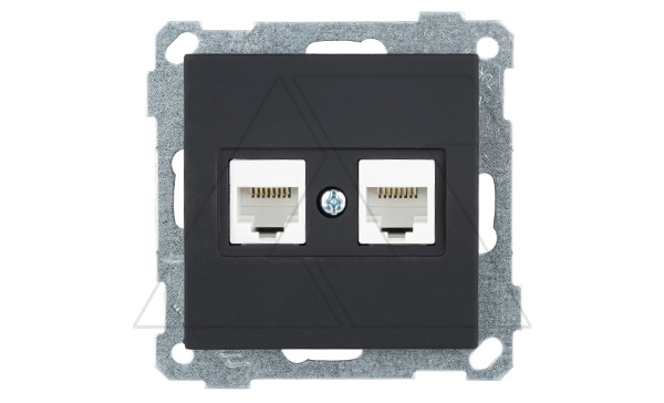 21 - Розетка 2хRJ-45 кат. 5e UTP, черный мат