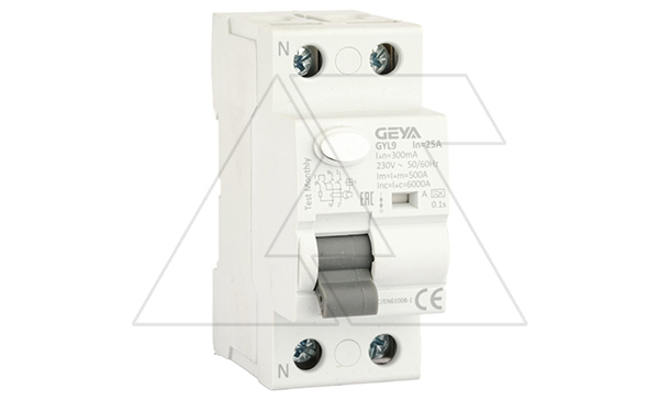 УЗО GYL9-2P-25A-300mA, 2P, 25A, 6 kA, 300mA, тип A, 2M