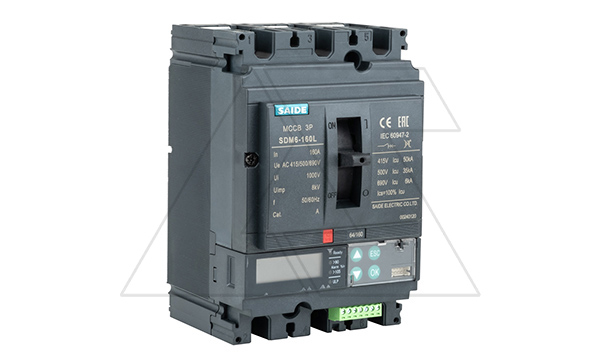 Авт. выключатель SDM6-160L 3P, In=160A, ML5.0E, Ir=0.4_1In, Ii=2_15Ir, Isd=1.5_12Ir, LCD, MODBUS-RTU, Icu/Ics=50kA/400V