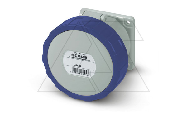 Разъем пром. силовой CEE встраиваемый прямой, гнездо, 63A, 3P+E 6h, 380_415VAC 50/60Hz, уст. 100x110mm, IP66/IP67/IP69, серия OPTIMA