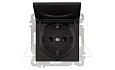 21 - Розетка 2P+E, с крышкой, защ. шторки, черный мат от интернет-магазина amperkin.by