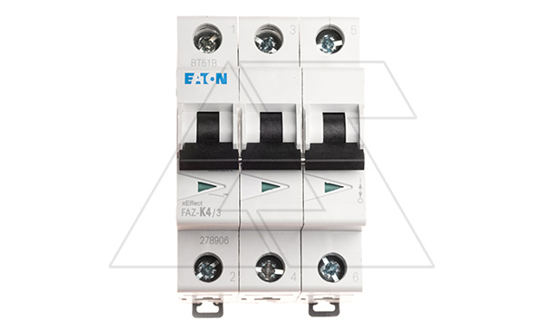 Авт. выключатель FAZ-K4/3, 3P, 4A, хар-ка K, 10kA, 3M
