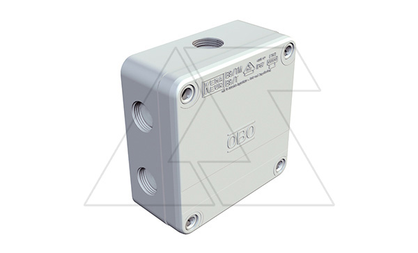 Коробка распред. B 9 T M без клемм, IP67, 110х110х51мм, 8 резьб. вводов М20х1,5, 1 ввод 15мм, серый,