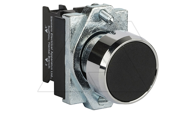 Кнопка плоская PB1S, черная, без фиксации, без подсветки, 1NO, 6A 230VAC/24VDC, 22mm, IP65