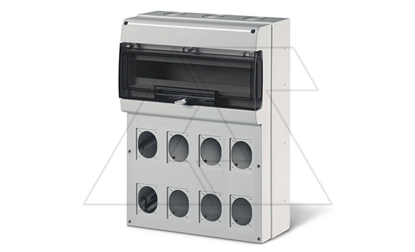 Щит комбинированный навесной M550, 24M + 8 гнезда под разъем 70x87(84x106), 550x477x150, IP66 серия DOMINO