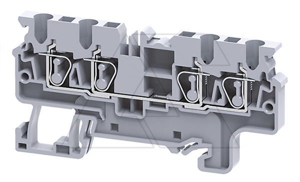 Клемма проходная CX2.5/4 /5x74,7mm, пружинная, 4 присоед., 2,5(max 4)mm2, 24A, 1000V, серая