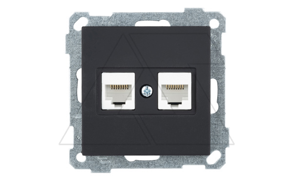 21 - Розетка 2хRJ-45 кат. 6 UTP, черный мат