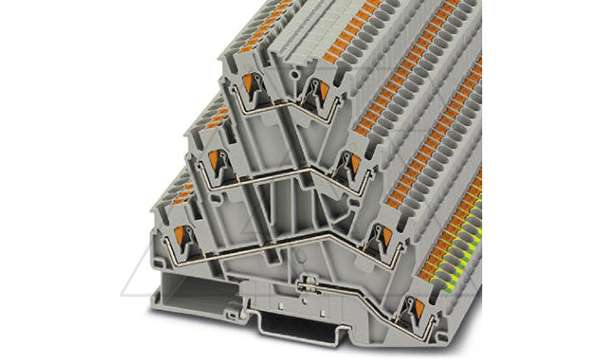 Клемма для подключения электродвигателя PT 2,5-PE/3L /5,2mm, push-in, 4 яруса, 2,5(max 4)mm2, 20A, 800V, серая