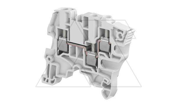 Клемма ZS6-3S/6 винтовой зажим, 3 контакта, 32А, 800В, серый