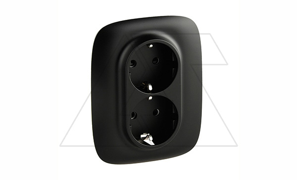 Valena Allure - Розетка 2х2P+E нем. стд., со шторками, безвинтовые зажимы, антрацит (инд. упаковка)