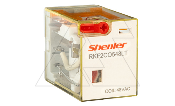 Реле RKF2CO548LT, 2CO, 12A(250VAC/30VDC), 48VAC, мех. индикация, тест-кнопка с блокировкой, LED