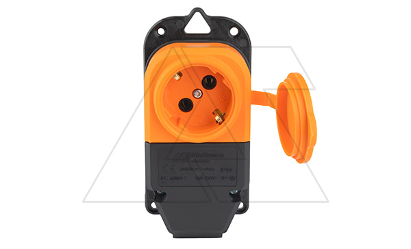 Tena - Розетка 2P+E c крышкой, IP44, моноблок, оранжевый