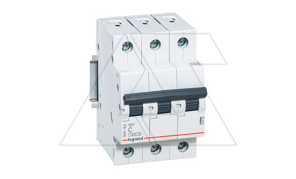 Авт. выключатель Legrand RX3, 3P, 25A, хар-ка C, 4,5kA, 3M (стикерованный)