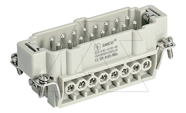 Вставка контактная, размер H16B, тип вилка, 16P+PE, 16A, 500V, винтовой зажим