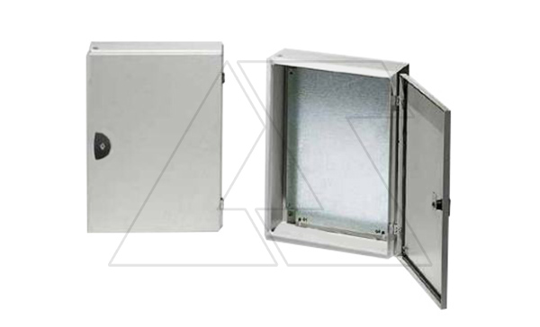 Коробка распределительная стальная 400х300х120 (ВхШхГ) с дверью, RAL7035, IP55