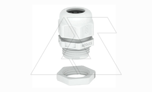 Ввод V-TEC VM20+LGR кабельный с контргайкой, М20х1.5, IP68, UV-resistant, для ввода кабеля Ø6-13мм, серый, полиамид