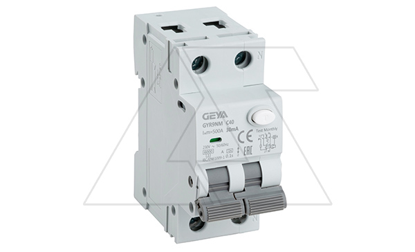 Дифф. авт. выключатель GYR9NM-C40-30mA, 1P+N, 40A, хар-ка C, 6 kA, 30mA, тип A, 2M
