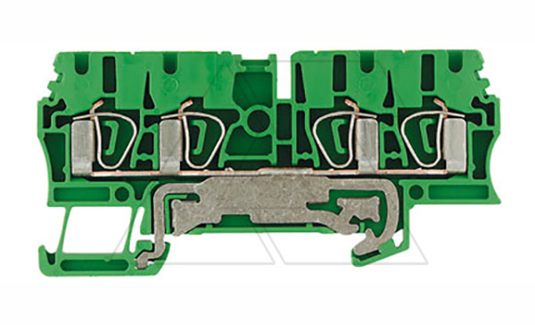 Клемма пружинная ZPE 2,5/4AN на 4 присоед., зеленая, с реечным заземлителем
