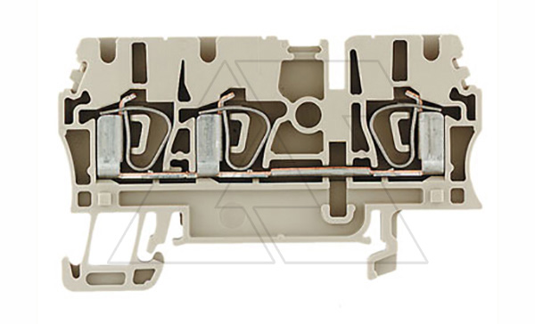 Клемма пружинная ZDU 2.5/3AN на 3 присоед., бежевая, 24А, 800В