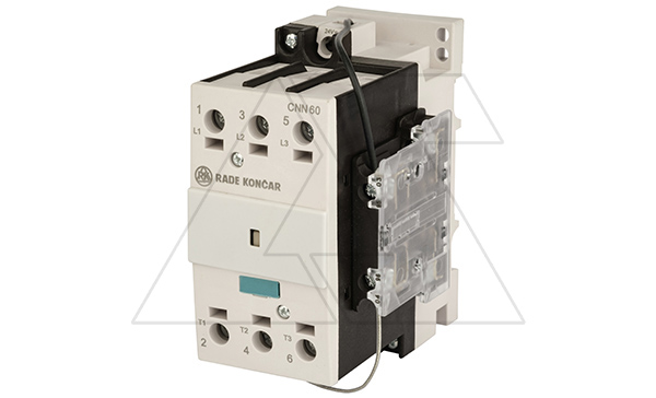 Контактор CNN 60 10, 24VDC, 3P, 60A/(85A по AC-1), 30kW(400VAC), 1NO, Uk=24VDC, Iвтяг=3,8А, Iуд=0,15А