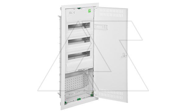 Щит встраив. MSF TWIN RP комбинированный, 3*12M+1xМП перф., N/PE-шинки, 1xSCHUKO, мет. дверь, белый RAL9016, 853x358x94mm, IP30