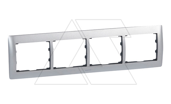 Galea Life - Рамка Metallic на 4 поста горизонтальная, Brushed Aluminium