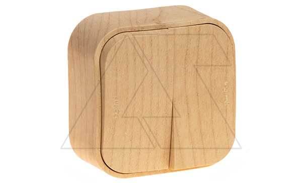 Quteo - Переключатель на 2 направления двухклавишный, накладной монтаж, винт. зажимы, дерево