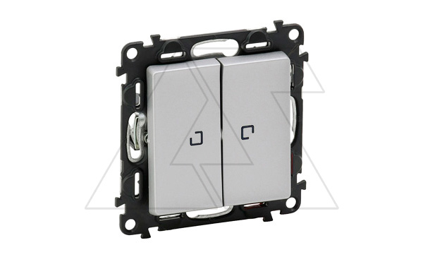 Valena Life - Выключатель двухклавишный с подсветкой, алюминий (инд. упаковка)