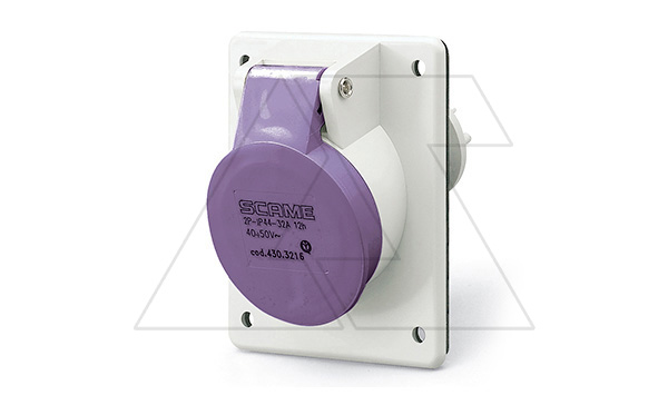 Разъем пром. силовой CEE встраиваемый наклонный, гнездо, 16A, 2P, 20_25VAC 50/60Hz, уст. 70x87mm, IP44, серия IEC309