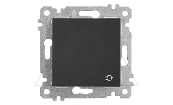 Rita - Розетка 2P+E, с крышкой, защ. шторки, черный мат