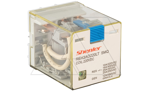 Реле REH3AO220LTSMQ, 3NO, 16A(400VAC)/ 10A(220VDC), 220VDC(0,65Un) RZA, тест-кнопка, LED, магнит