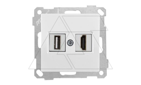 21 - Розетка HDMI + USB Type A, для передачи данных, белый