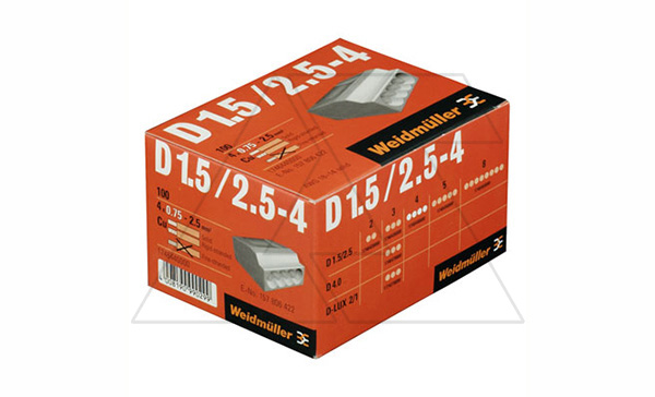 Клемма D1.5/2.5-4 полюса, сечение провода 0,75-2,5 мм